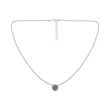 Collar Diamantes 1 Redondo Plata Corto Azul